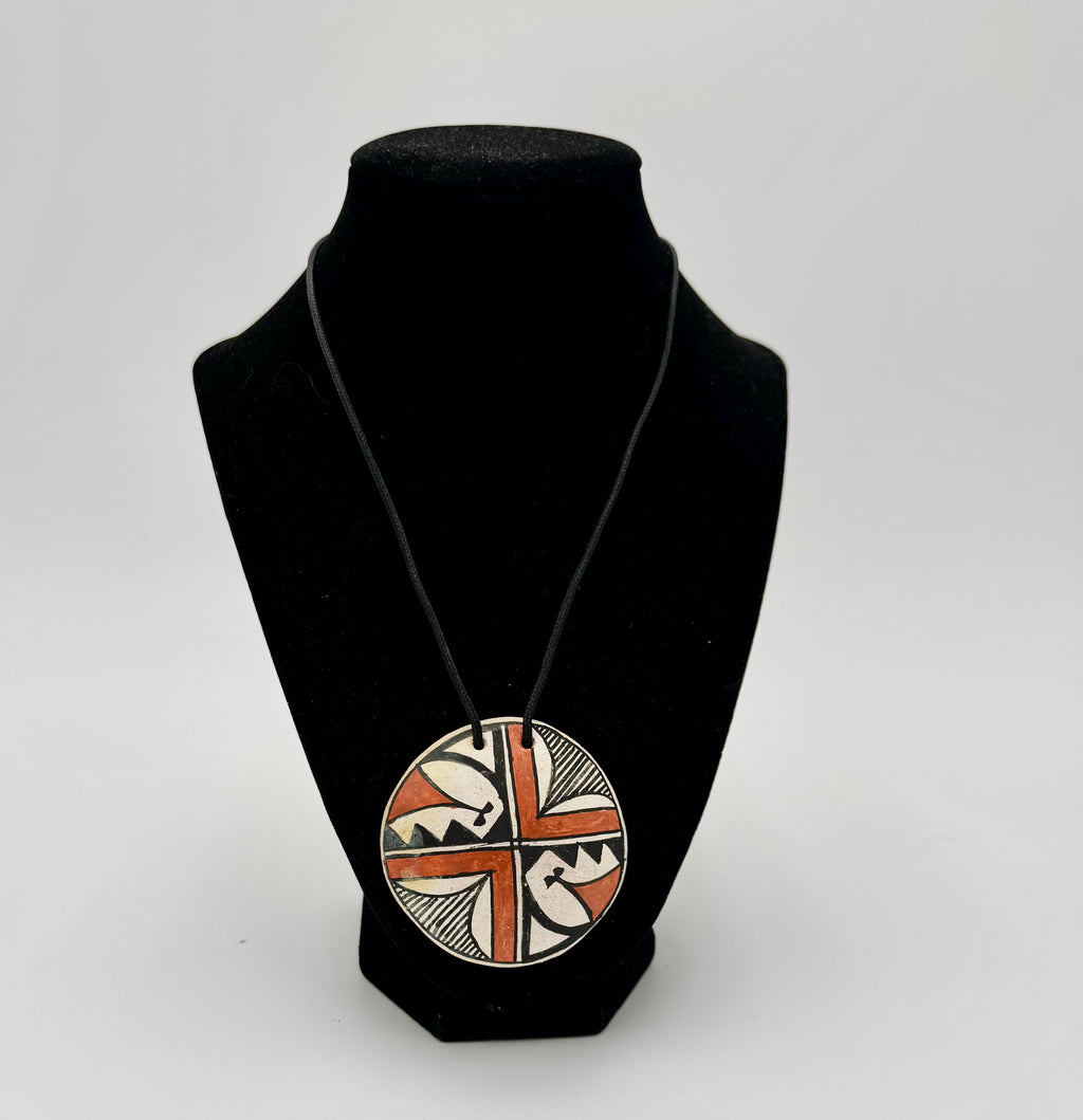 Hand-painted ceramic pendant by Marie Miller