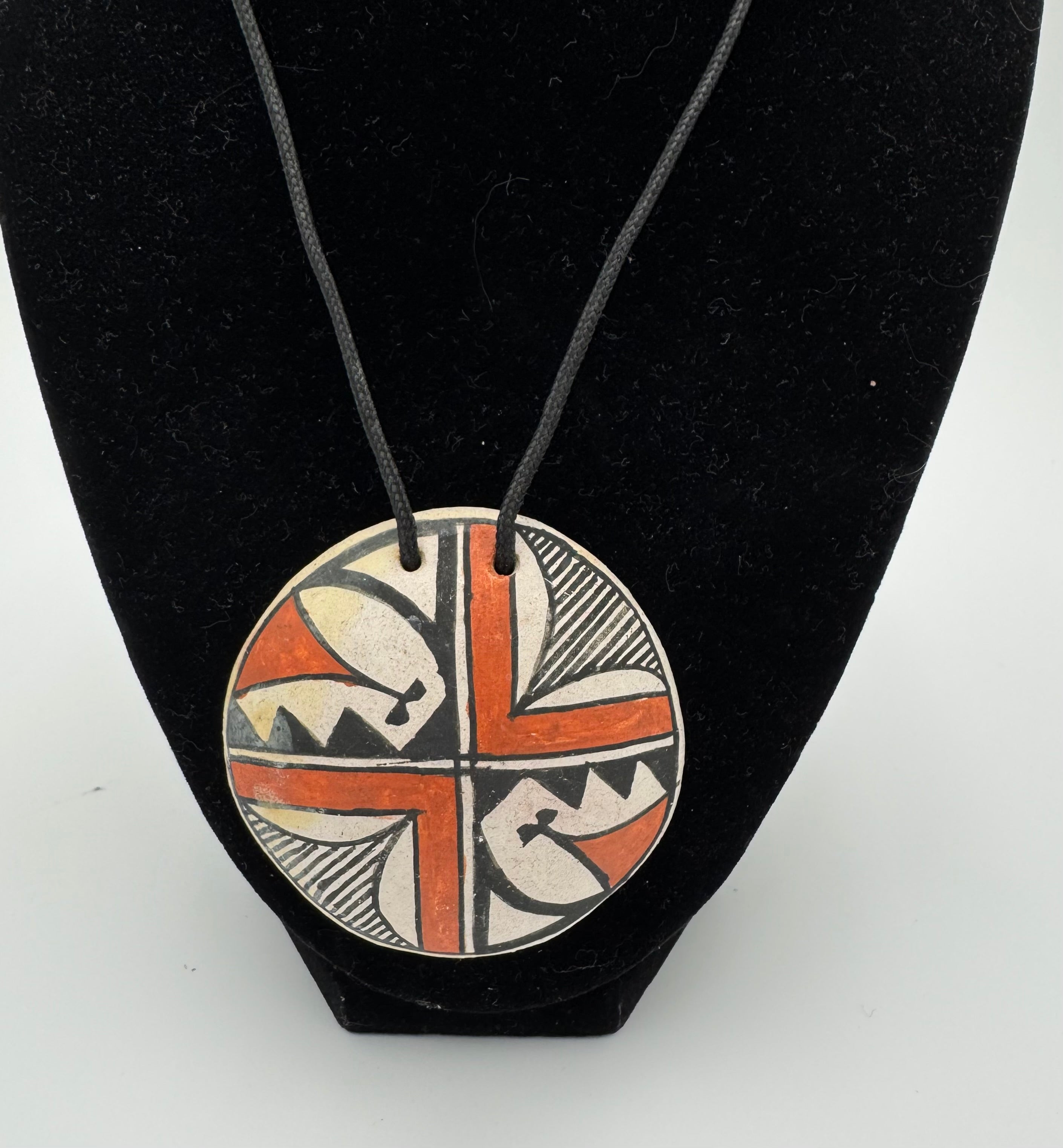 Hand-painted ceramic pendant by Marie Miller