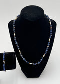 Ocean Blue Sodalite & Pearl Jewelry Set – 14K Gold Clasps (Necklace + Bracelet)