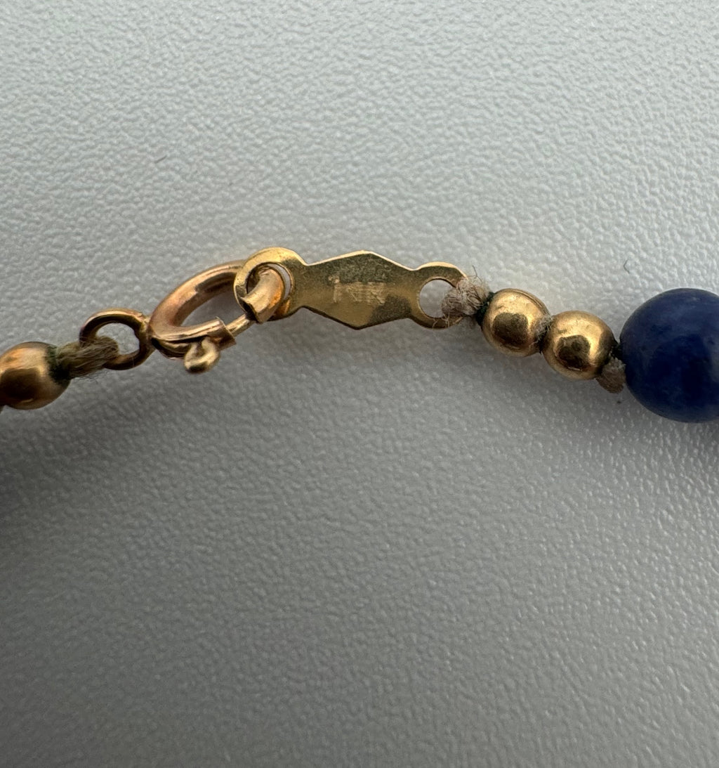 Ocean Blue Sodalite & Pearl Jewelry Set – 14K Gold Clasps (Necklace + Bracelet)
