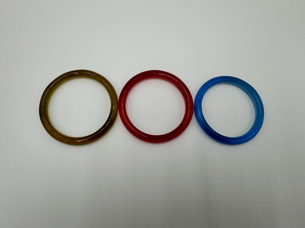 Set of 3 Vintage Glass Bangles Blue Red Amber – Strong Museum Provenance