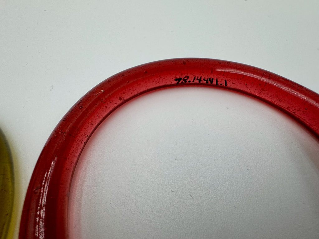 Set of 3 Vintage Glass Bangles Blue Red Amber – Strong Museum Provenance