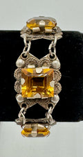 Vintage Mexico Sterling Silver 925 Bracelet Art Deco Style Panel Link