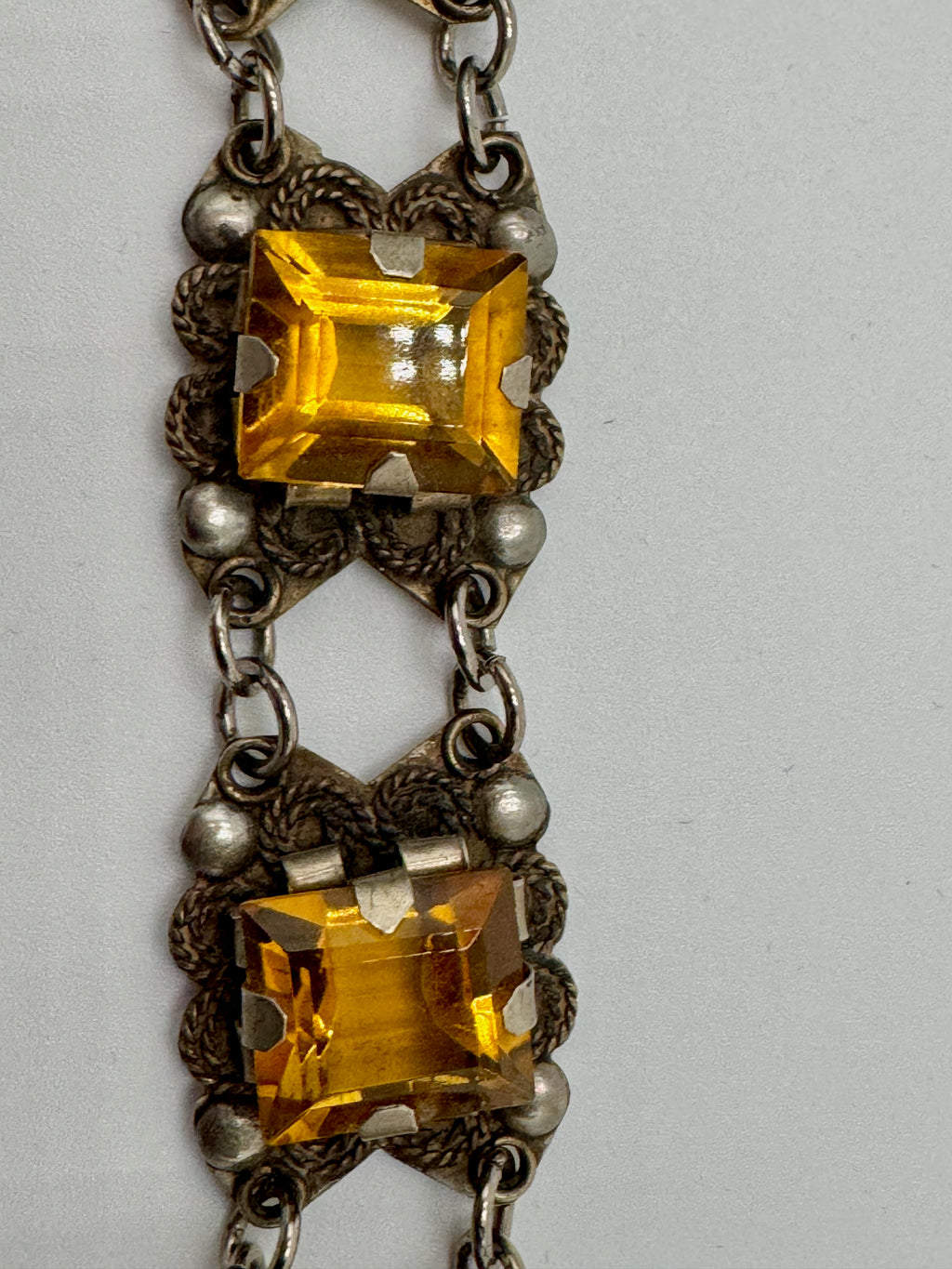 Vintage Mexico Sterling Silver 925 Bracelet Art Deco Style Panel Link