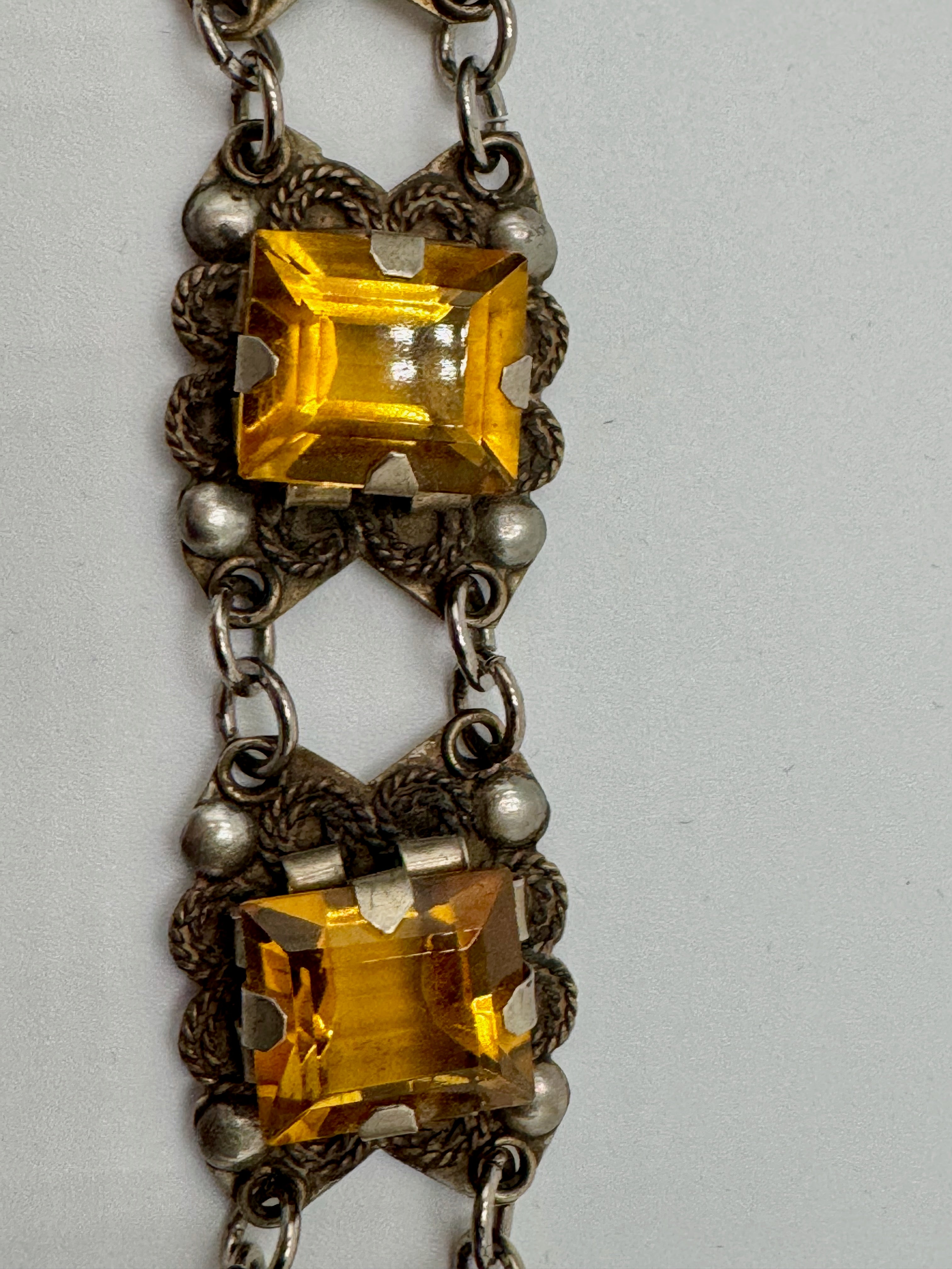 Vintage Mexico Sterling Silver 925 Bracelet Art Deco Style Panel Link