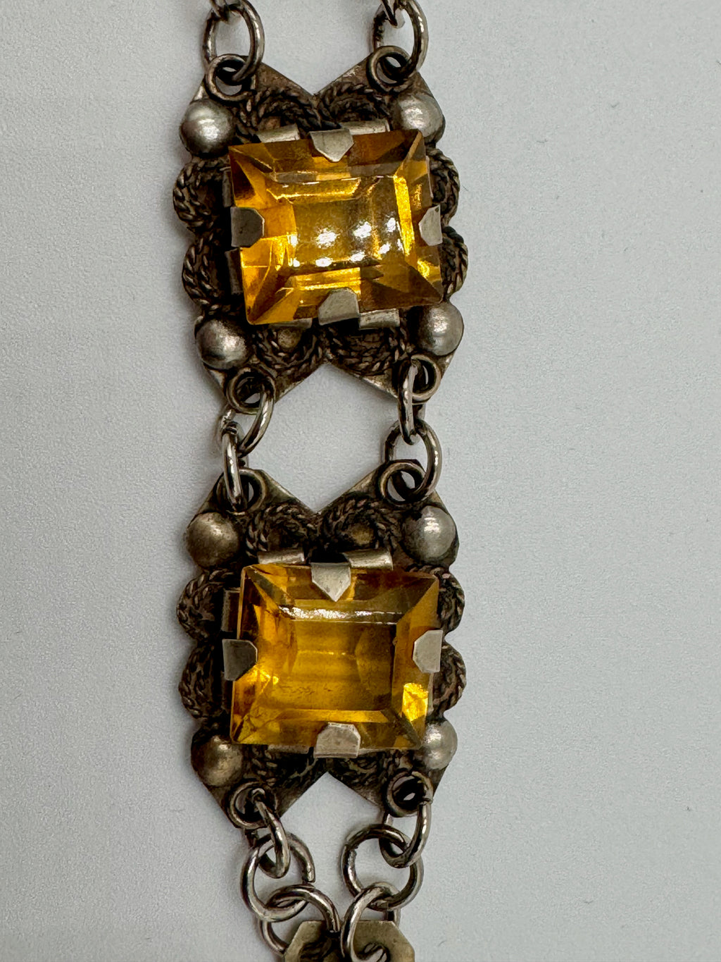 Vintage Mexico Sterling Silver 925 Bracelet Art Deco Style Panel Link