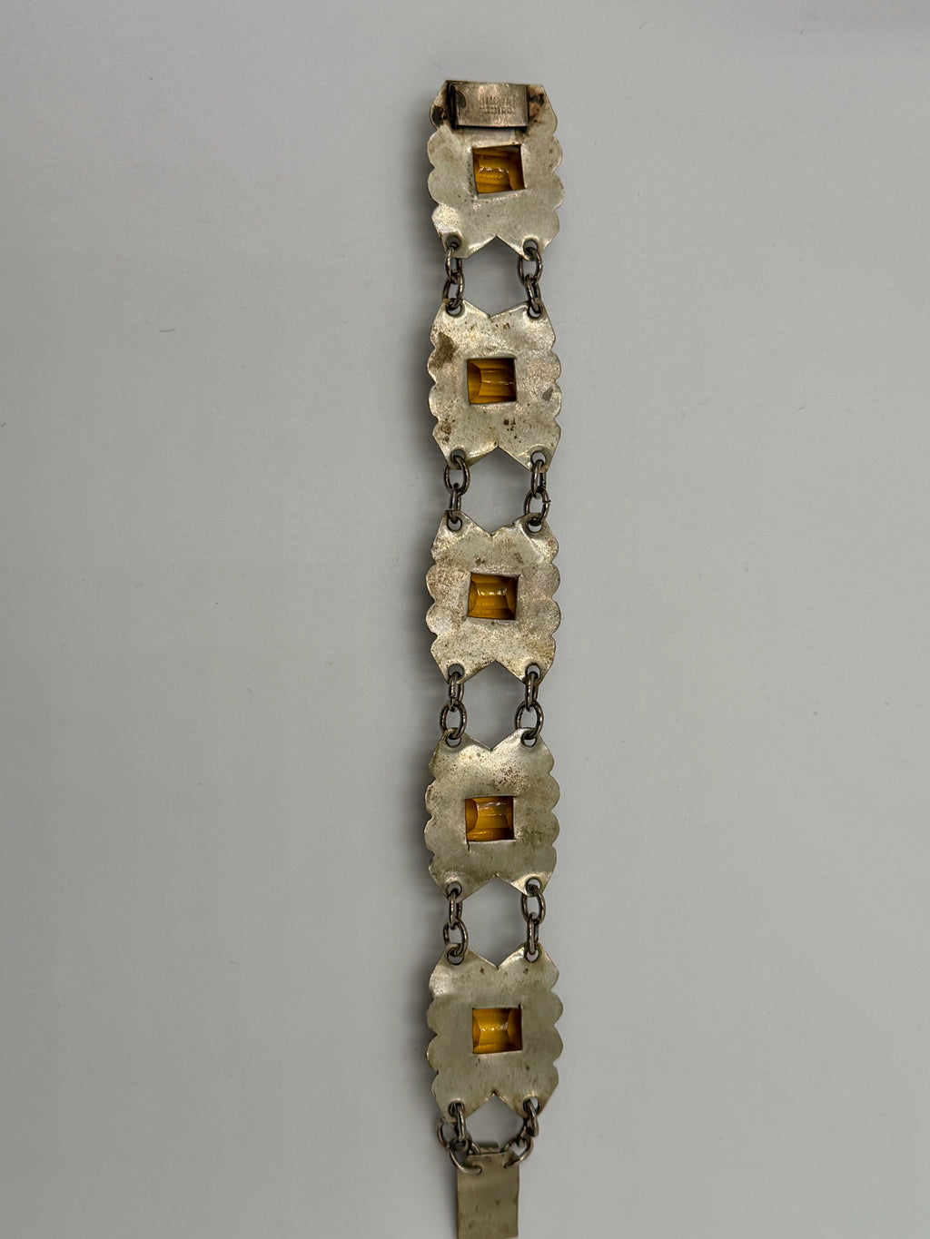 Vintage Mexico Sterling Silver 925 Bracelet Art Deco Style Panel Link