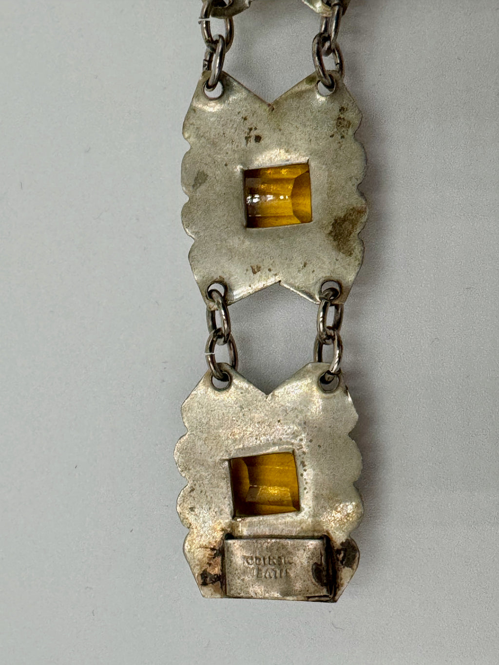 Vintage Mexico Sterling Silver 925 Bracelet Art Deco Style Panel Link