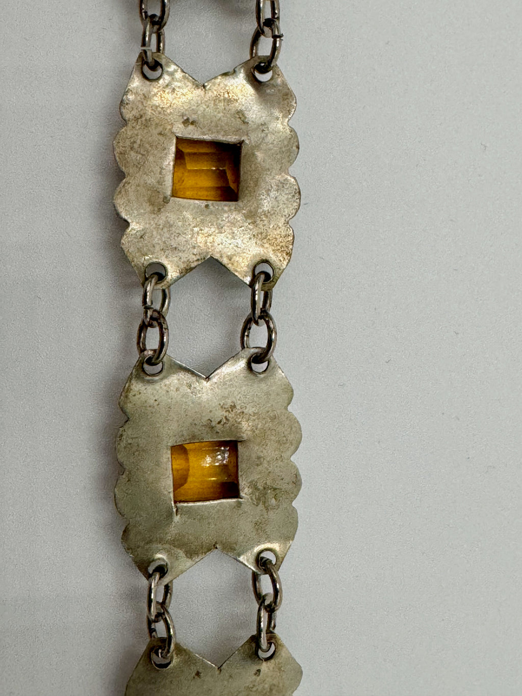 Vintage Mexico Sterling Silver 925 Bracelet Art Deco Style Panel Link