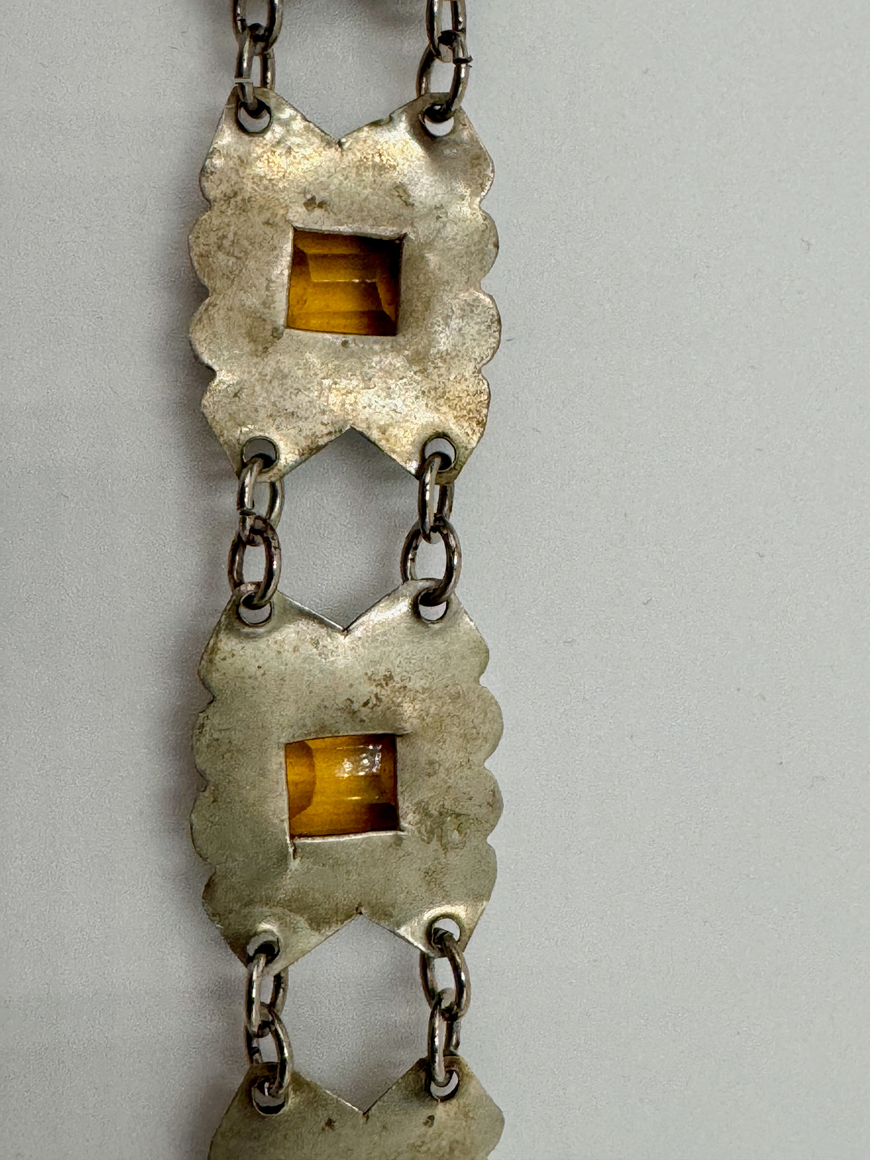 Vintage Mexico Sterling Silver 925 Bracelet Art Deco Style Panel Link