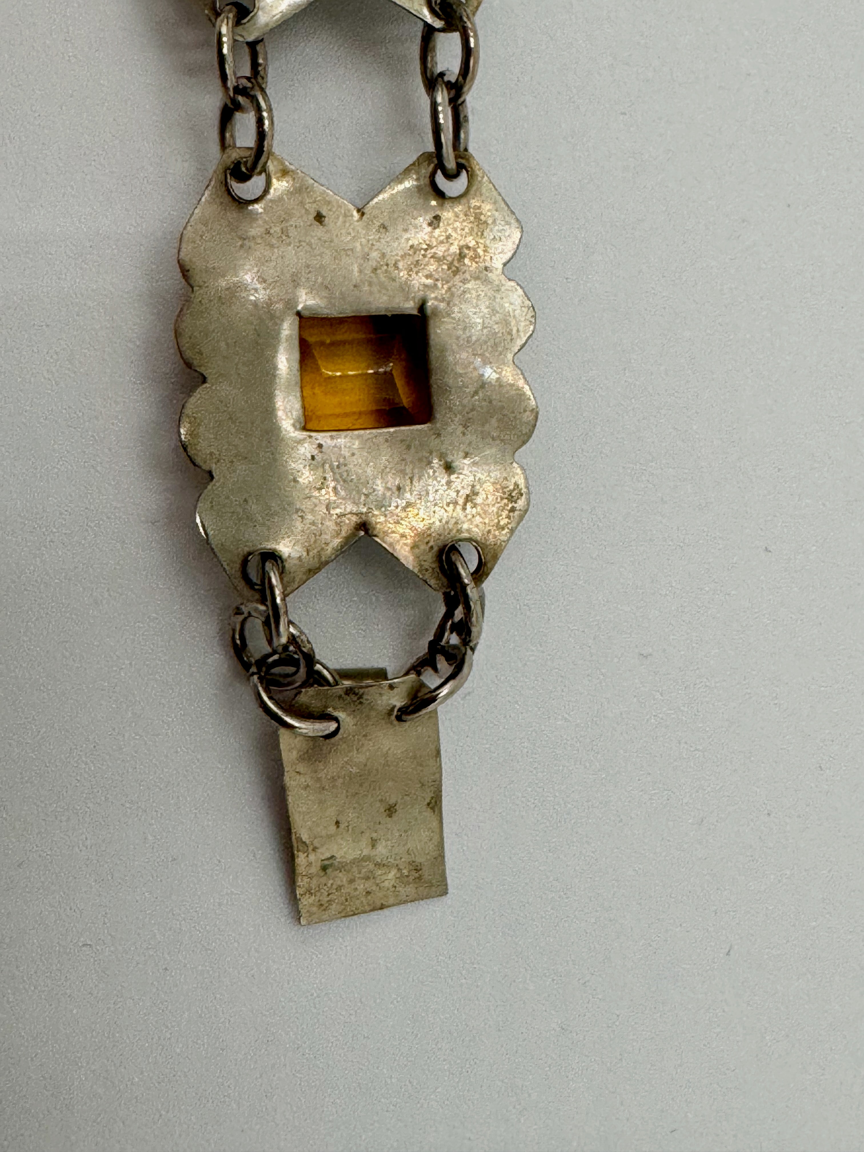 Vintage Mexico Sterling Silver 925 Bracelet Art Deco Style Panel Link