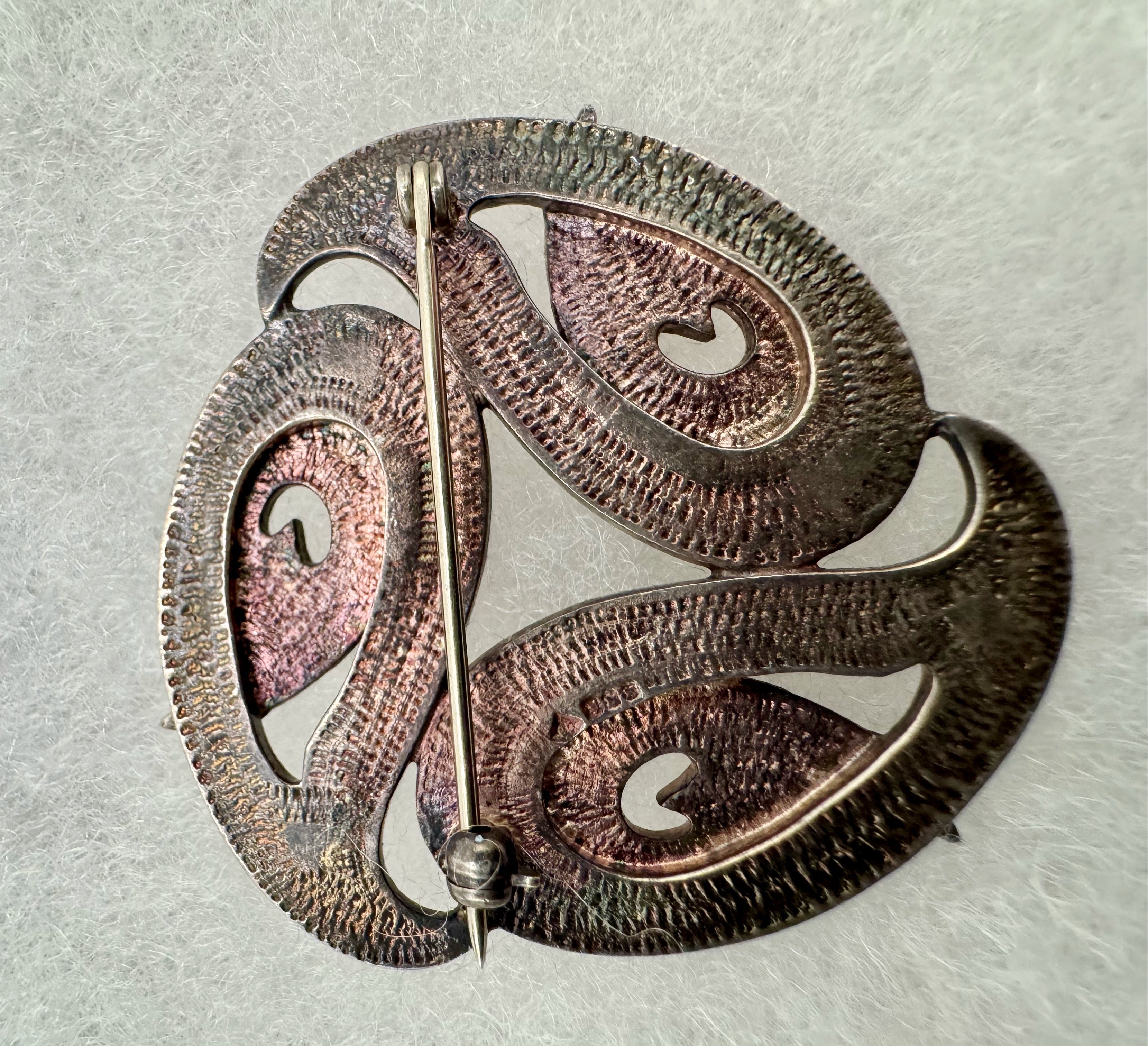 Vintage Norwegian Sterling Silver Enamel Brooch 925S Blue Green Modernist Norway Pin