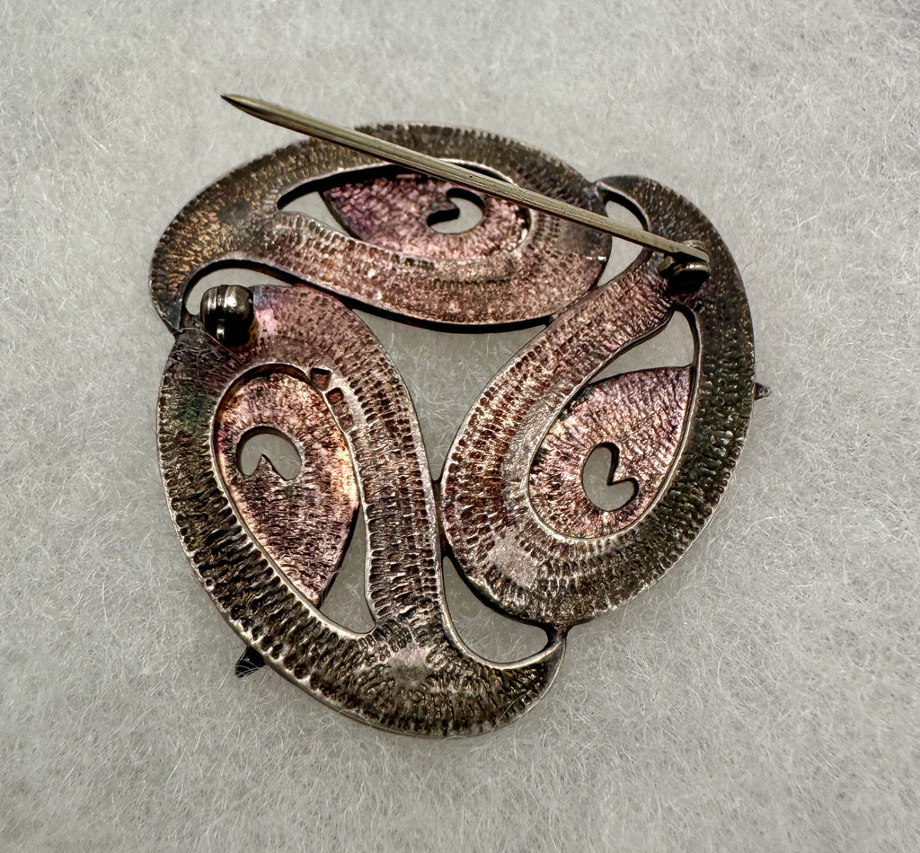 Vintage Norwegian Sterling Silver Enamel Brooch 925S Blue Green Modernist Norway Pin