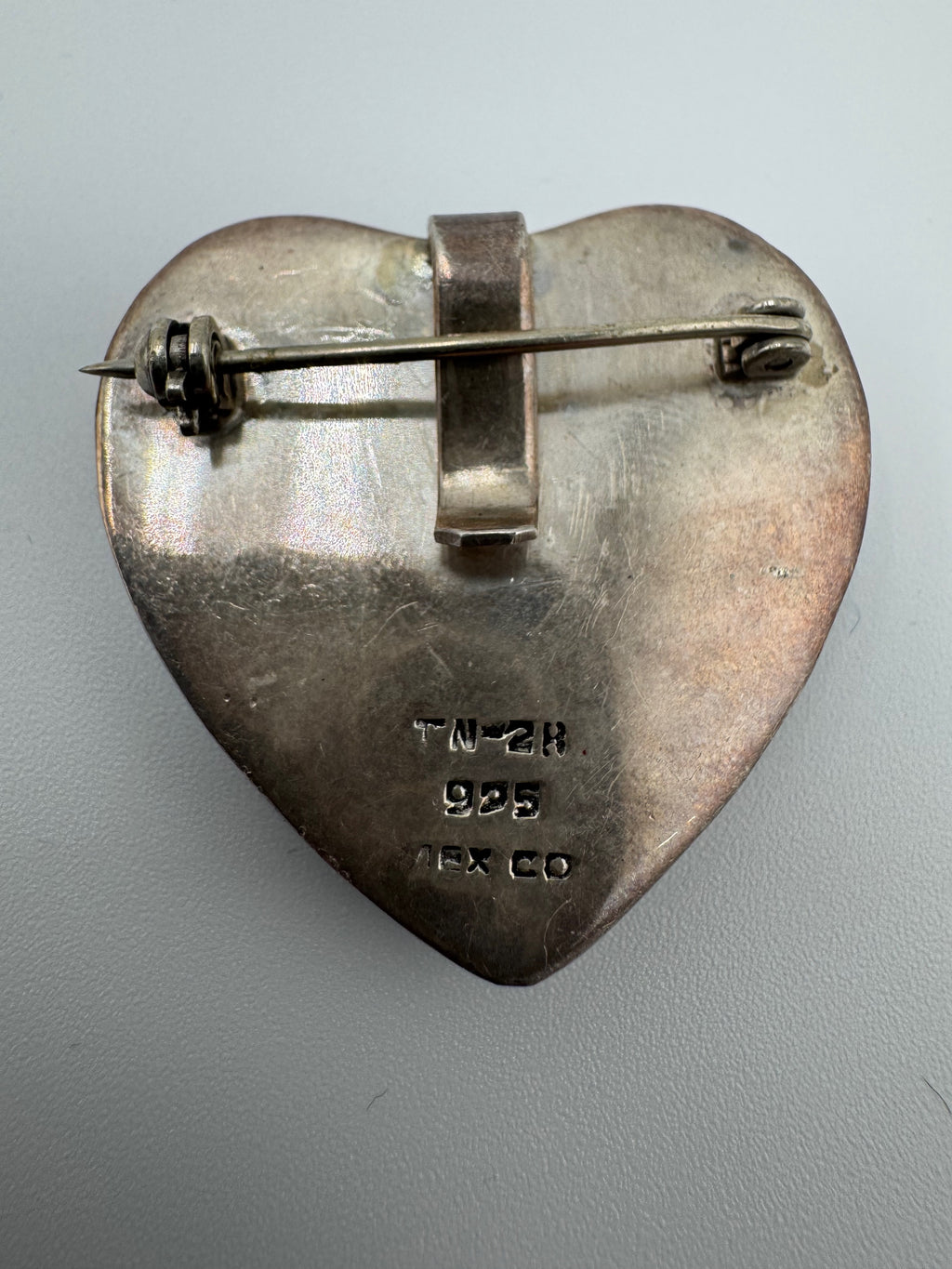 Vintage Mexican Sterling Silver Inlay Heart Pendant – Turquoise Lapis Malachite Mosaic