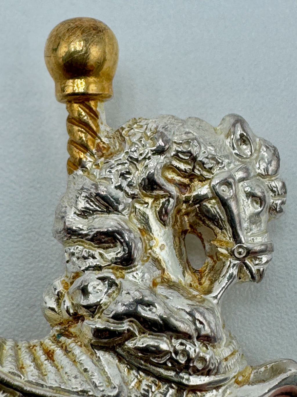 Vintage Gorham Sterling Silver Carousel Horse Brooch – Two-Tone Merry-Go-Round Pin