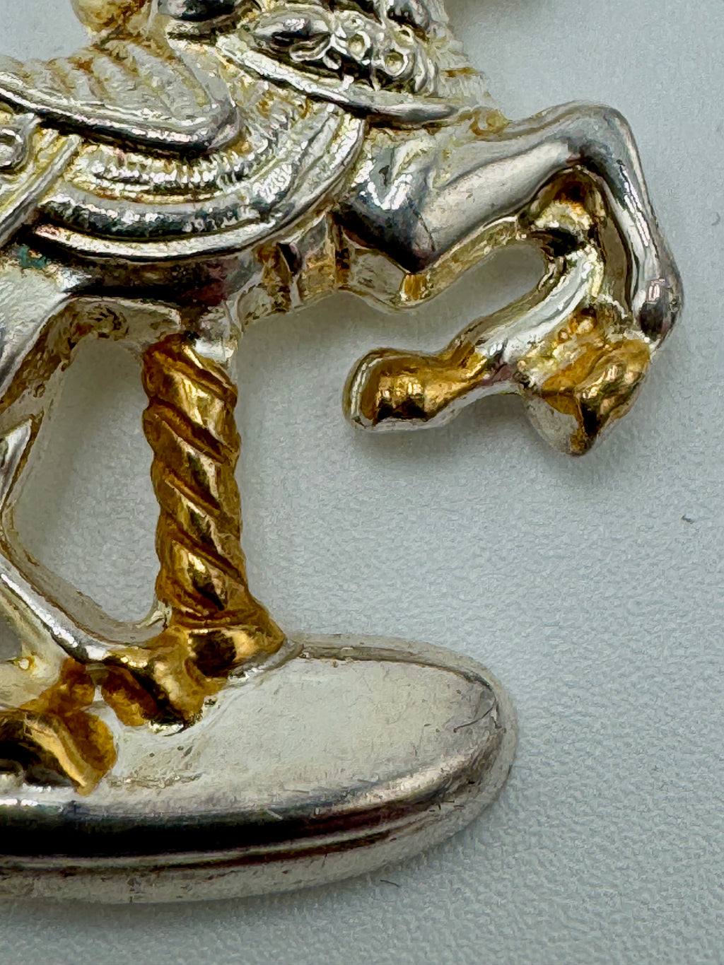 Vintage Gorham Sterling Silver Carousel Horse Brooch – Two-Tone Merry-Go-Round Pin