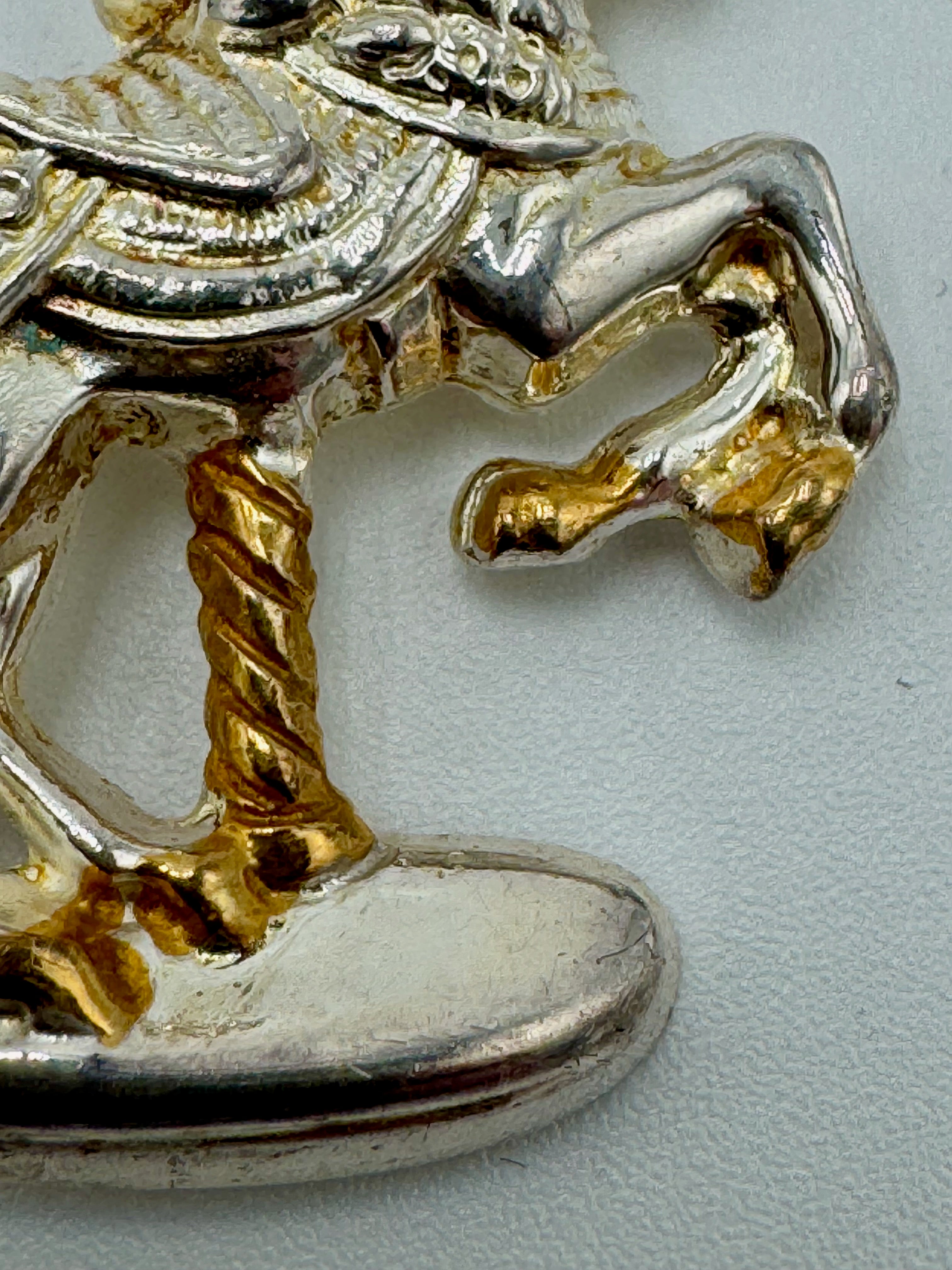 Vintage Gorham Sterling Silver Carousel Horse Brooch – Two-Tone Merry-Go-Round Pin