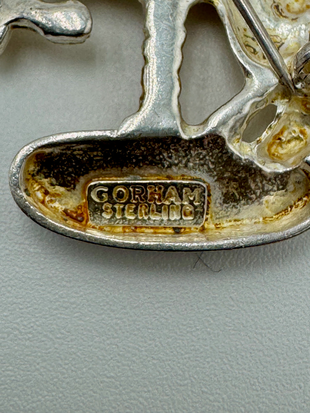 Vintage Gorham Sterling Silver Carousel Horse Brooch – Two-Tone Merry-Go-Round Pin