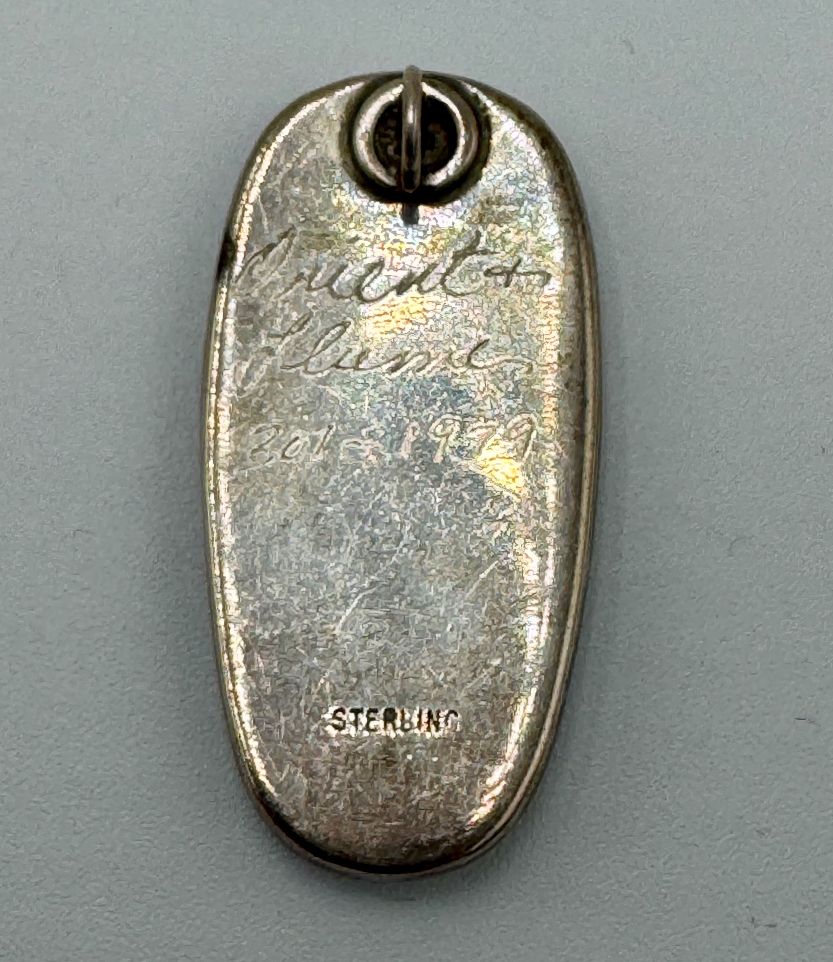 Vintage Orient & Flume Sterling Silver Pendant – 1979 Signed Art Glass Swirl Necklace