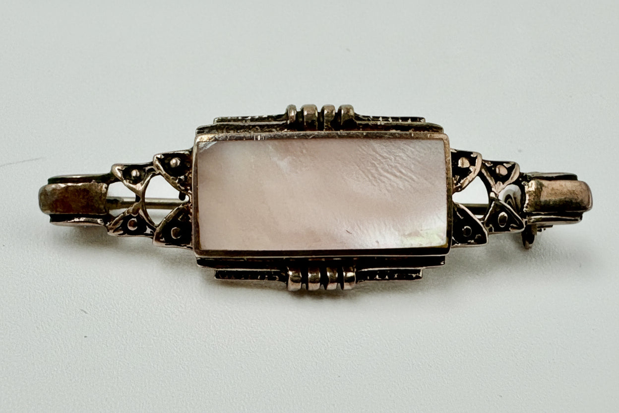 Vintage Italian Sterling & Mother-of-Pearl Brooch