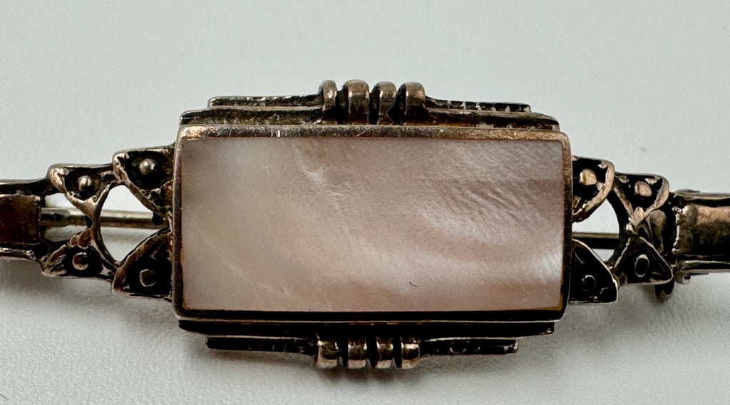 Vintage Italian Sterling & Mother-of-Pearl Brooch