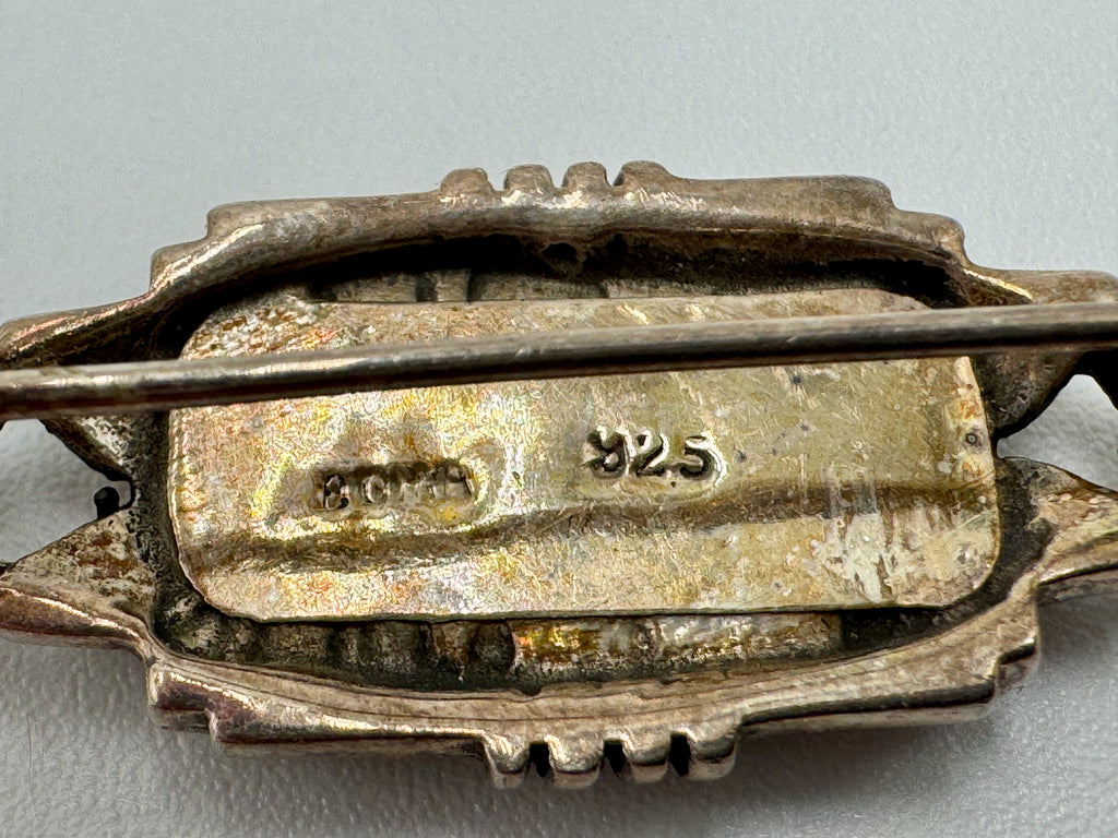 Vintage Italian Sterling & Mother-of-Pearl Brooch