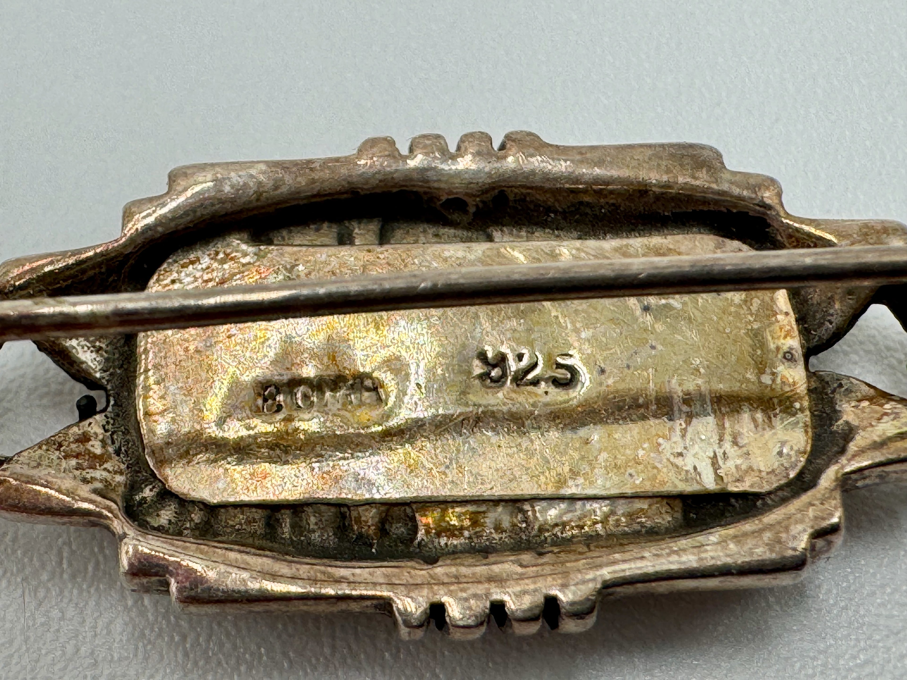 Vintage Italian Sterling & Mother-of-Pearl Brooch