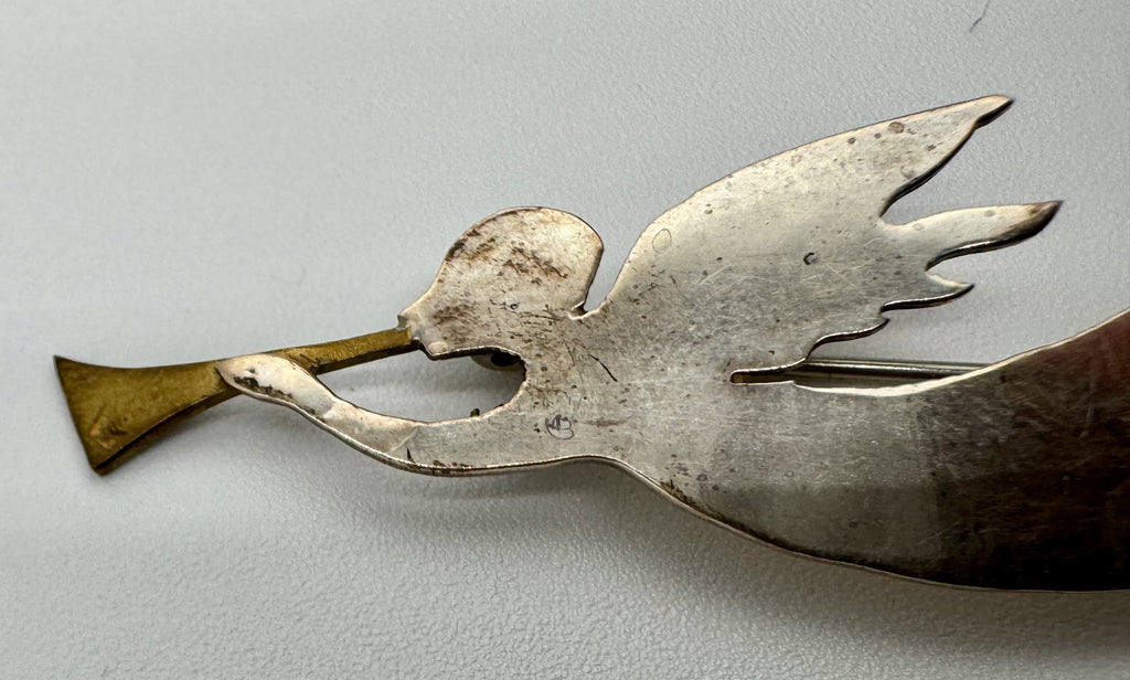 Vintage Sterling Silver Trumpet Brooch (Whimsical Figural)