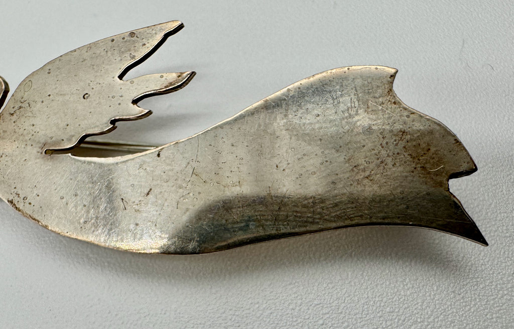 Vintage Sterling Silver Trumpet Brooch (Whimsical Figural)