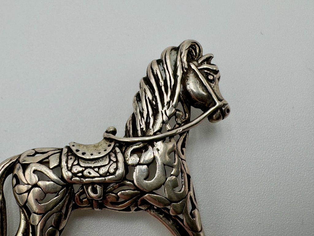 Vintage Sterling Silver Rocking Horse Brooch – Jezlaine, Whimsical Equestrian Gift