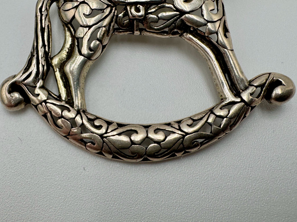 Vintage Sterling Silver Rocking Horse Brooch – Jezlaine, Whimsical Equestrian Gift