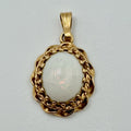 Vintage 14K Gold Opalescent Cabochon Pendant – Petite Glowing Orb Charm