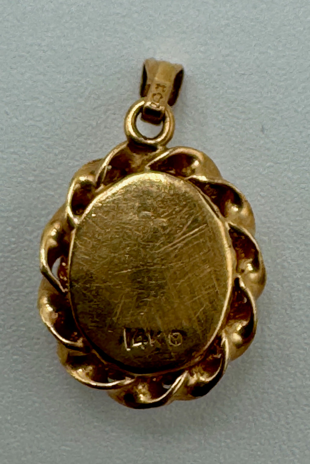 Vintage 14K Gold Opalescent Cabochon Pendant – Petite Glowing Orb Charm