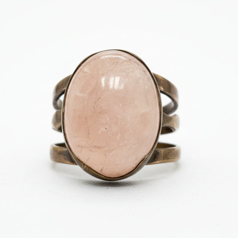 Don Haynes Vintage Sterling Ring – Blush Stone Statement Ring (Size 6)