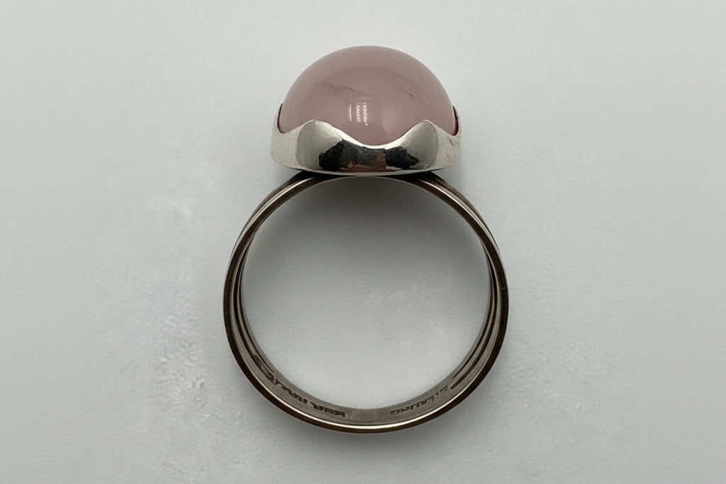 Don Haynes Vintage Sterling Ring – Blush Stone Statement Ring (Size 6)