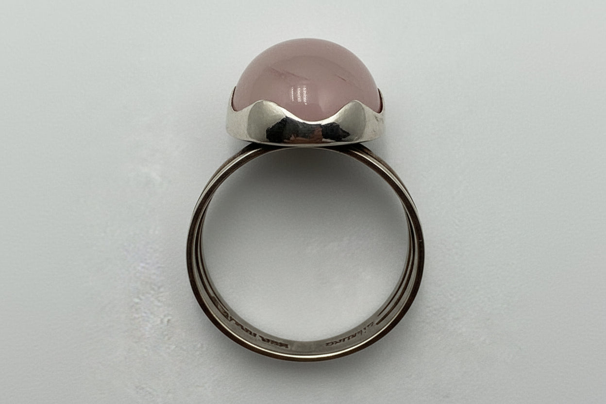 Don Haynes Vintage Sterling Ring – Blush Stone Statement Ring (Size 6)