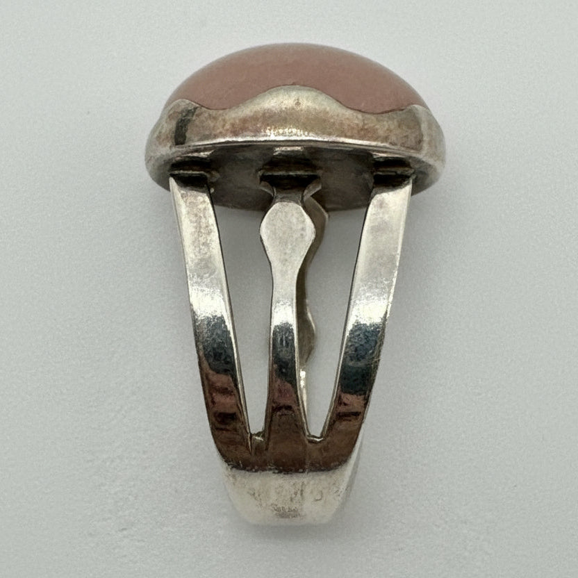 Don Haynes Vintage Sterling Ring – Blush Stone Statement Ring (Size 6)