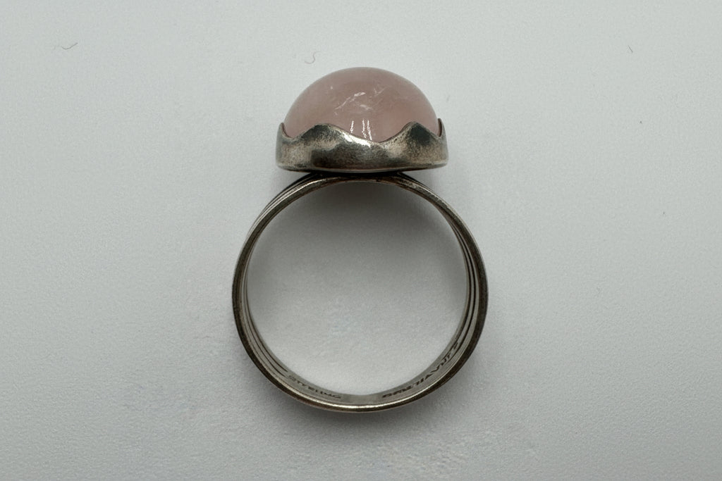 Don Haynes Vintage Sterling Ring – Blush Stone Statement Ring (Size 6)