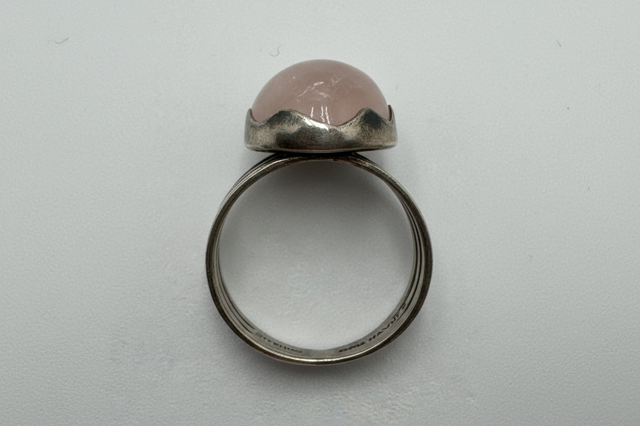 Don Haynes Vintage Sterling Ring – Blush Stone Statement Ring (Size 6)