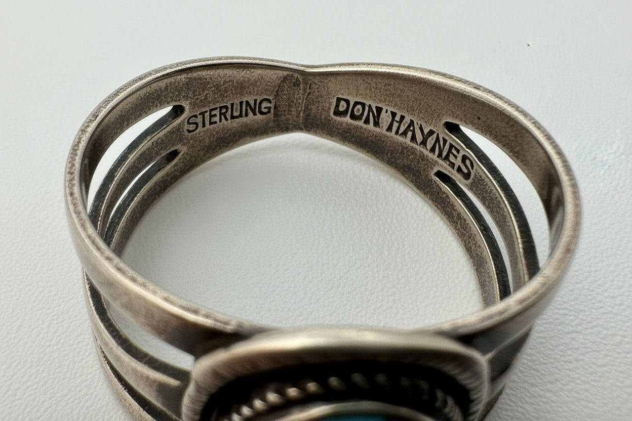 Don Haynes Vintage Sterling Ring – Blush Stone Statement Ring (Size 6)