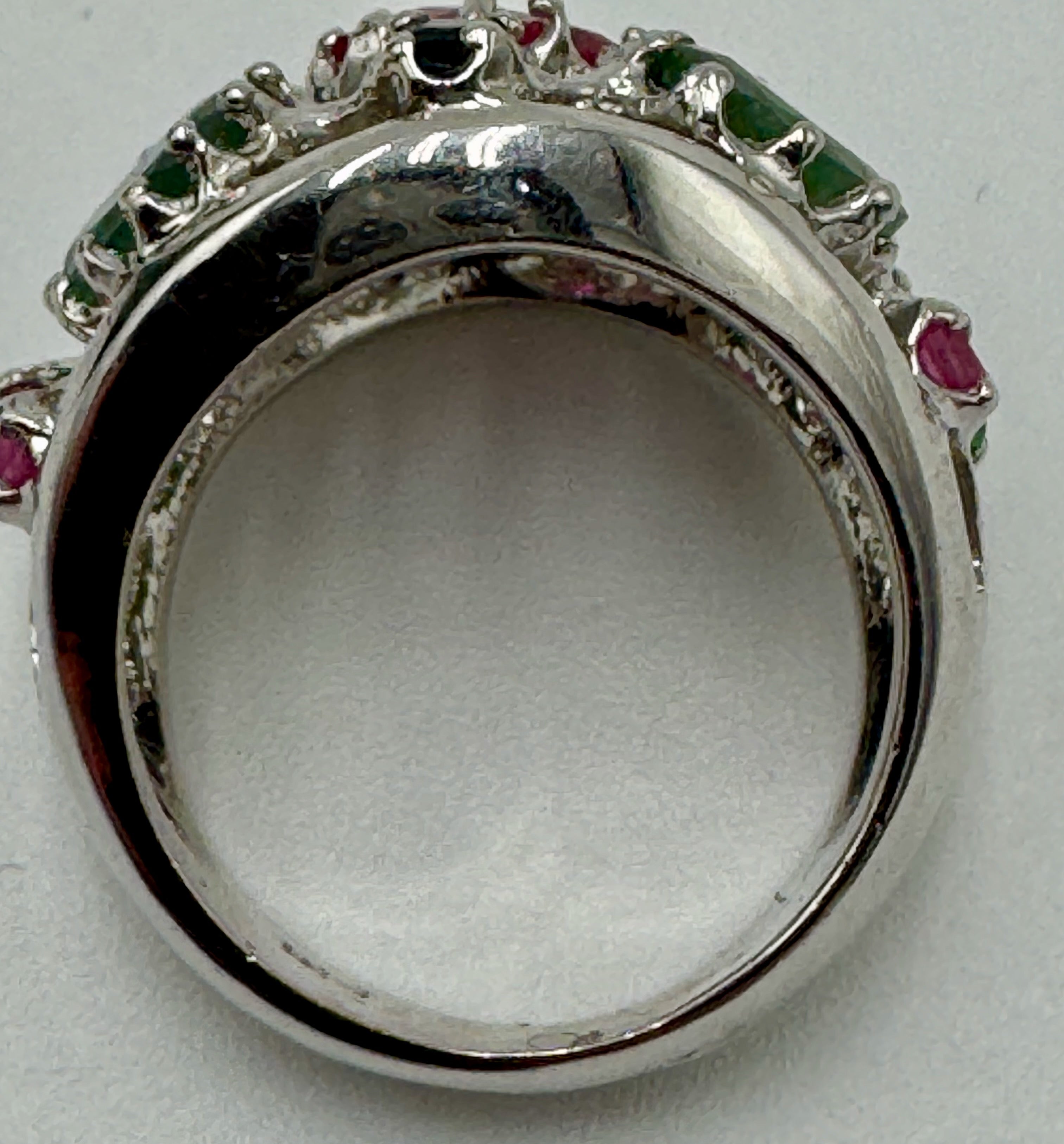 Vintage Sterling Multi-Stone Cluster Ring – Colorful Statement Ring (Size 7)