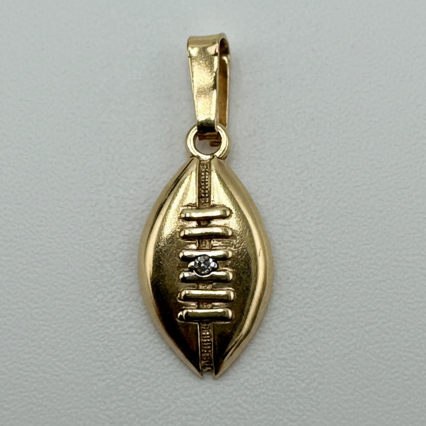 Vintage 10K Gold Football Pendant with Diamond Accent – Petite Sports Charm