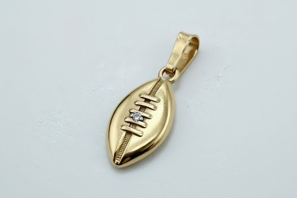 Vintage 10K Gold Football Pendant with Diamond Accent – Petite Sports Charm