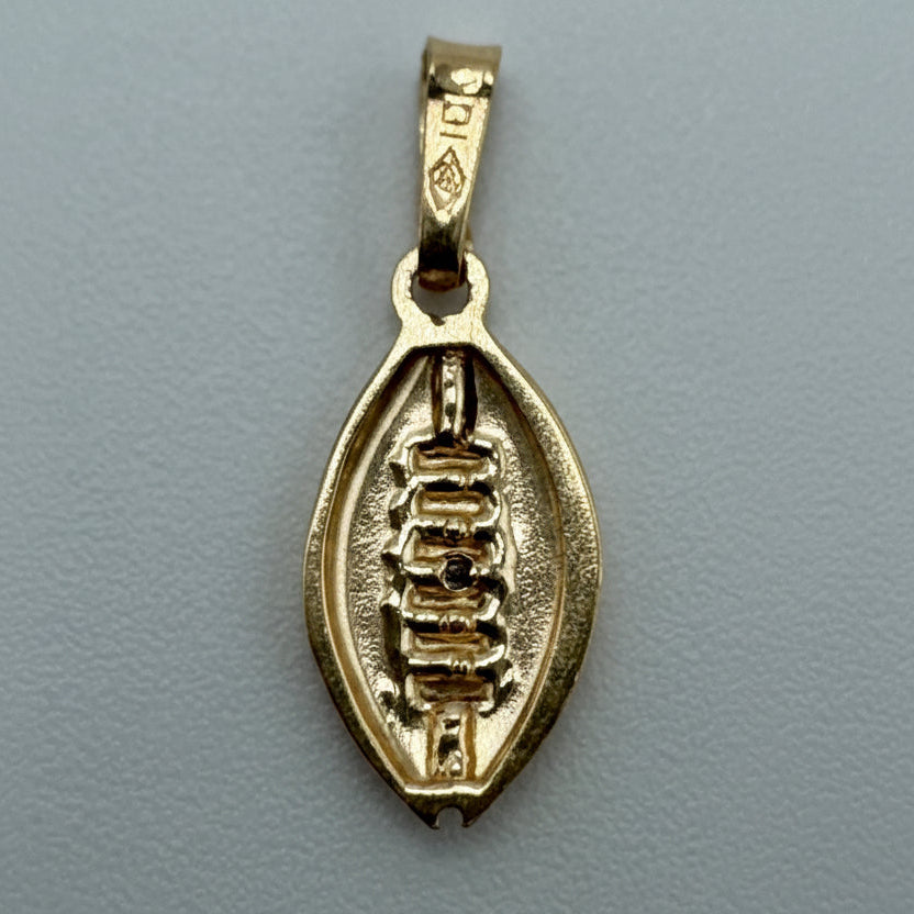 Vintage 10K Gold Football Pendant with Diamond Accent – Petite Sports Charm