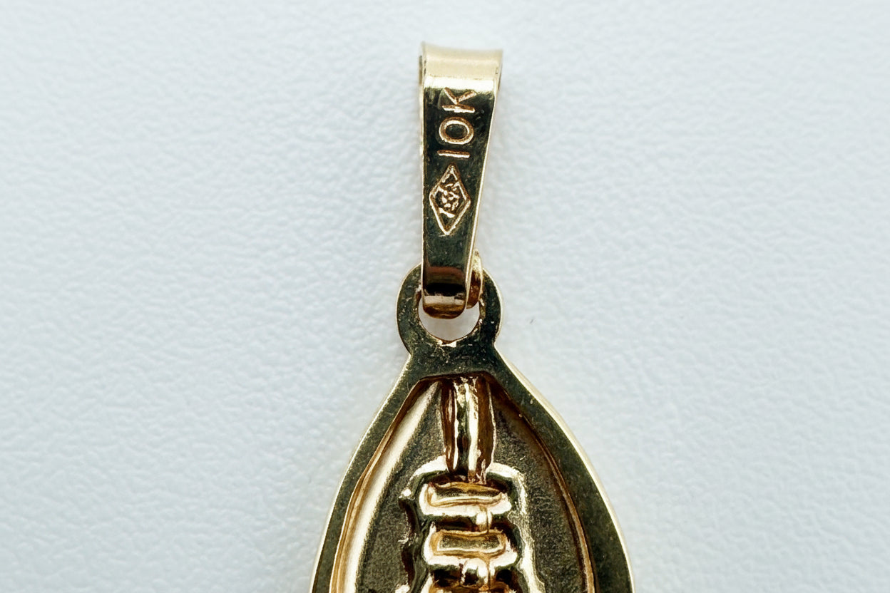 Vintage 10K Gold Football Pendant with Diamond Accent – Petite Sports Charm