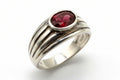 Sterling Silver Red Cabochon Ring – Minimalist Bezel Set Stone Ring, Size 7