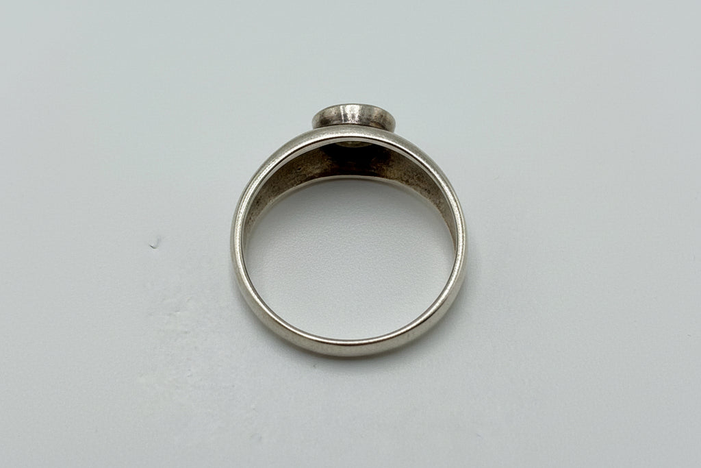 Sterling Silver Red Cabochon Ring – Minimalist Bezel Set Stone Ring, Size 7
