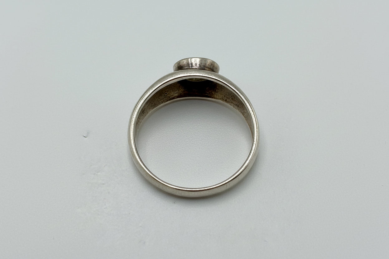 Sterling Silver Red Cabochon Ring – Minimalist Bezel Set Stone Ring, Size 7