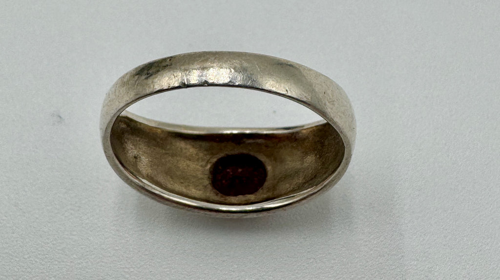 Sterling Silver Red Cabochon Ring – Minimalist Bezel Set Stone Ring, Size 7