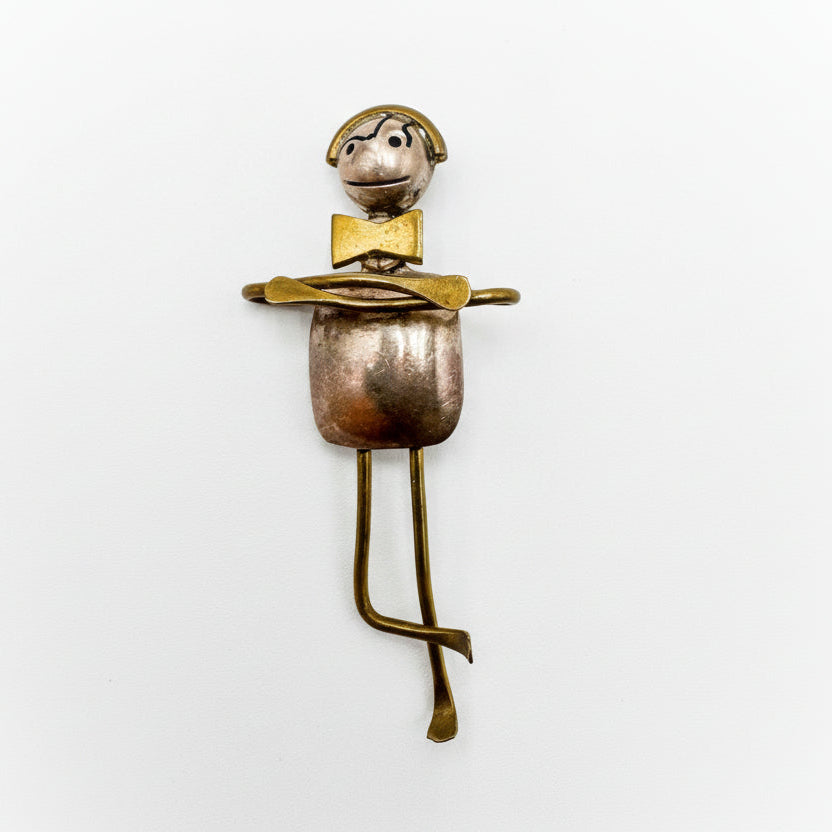 Vintage Taxco Sterling Silver Figural Brooch – Modernist Whimsical Man Pin